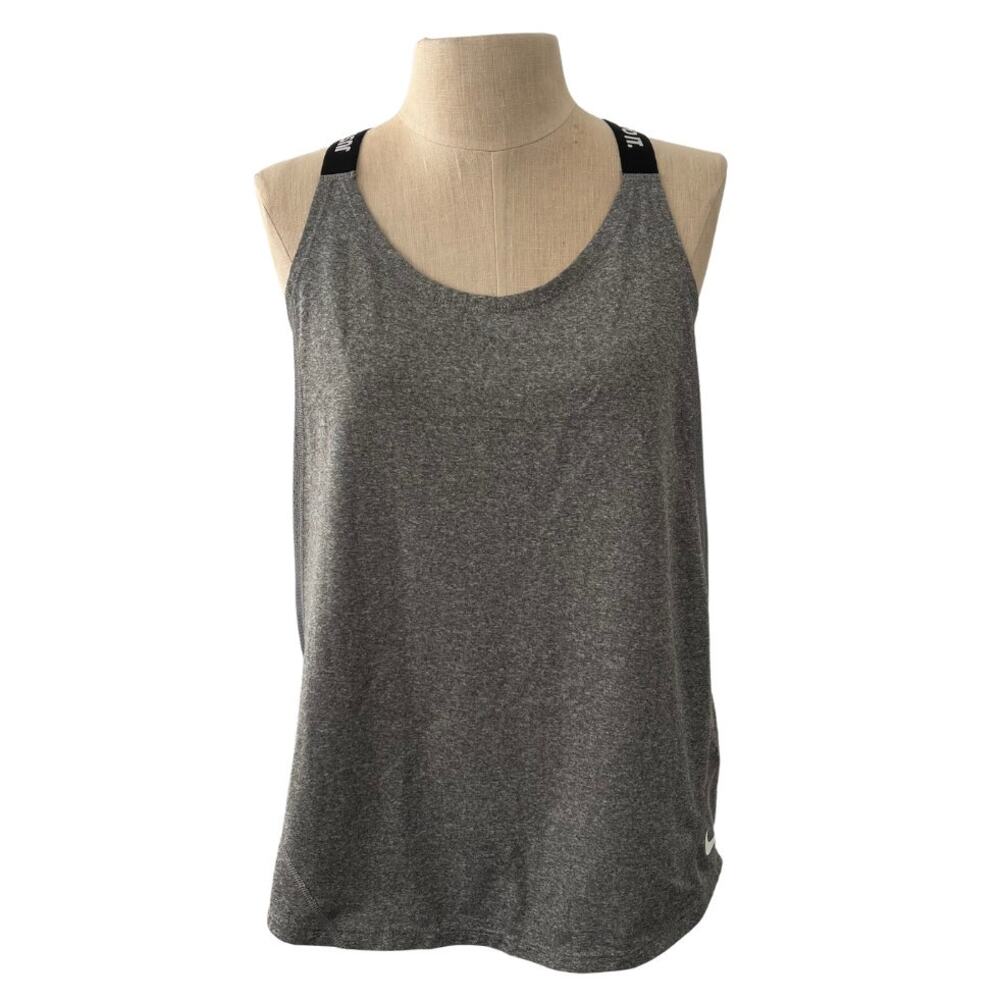 Nike Dri-FIT Elastika Tank Heather Gray Size M Cross-Over Strap Like New